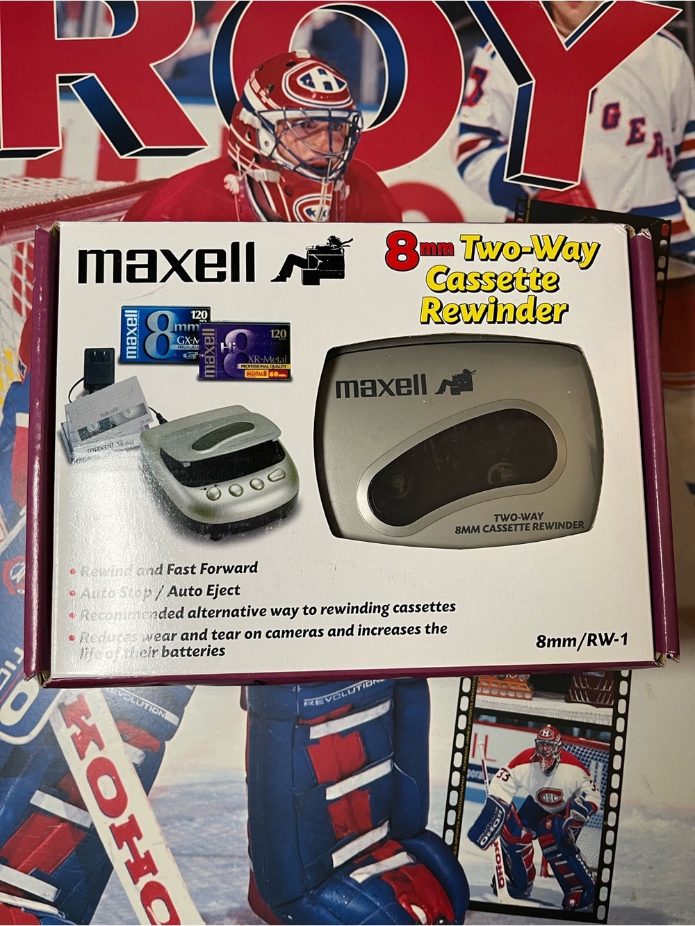 Maxwell 8mm cassette rewinder RW-1 TESTED with original box and packaging